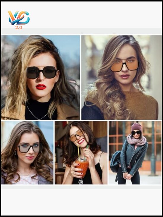 Retro Oversized Aviator Sunglasses Square Semi Rimless Trendy Shades